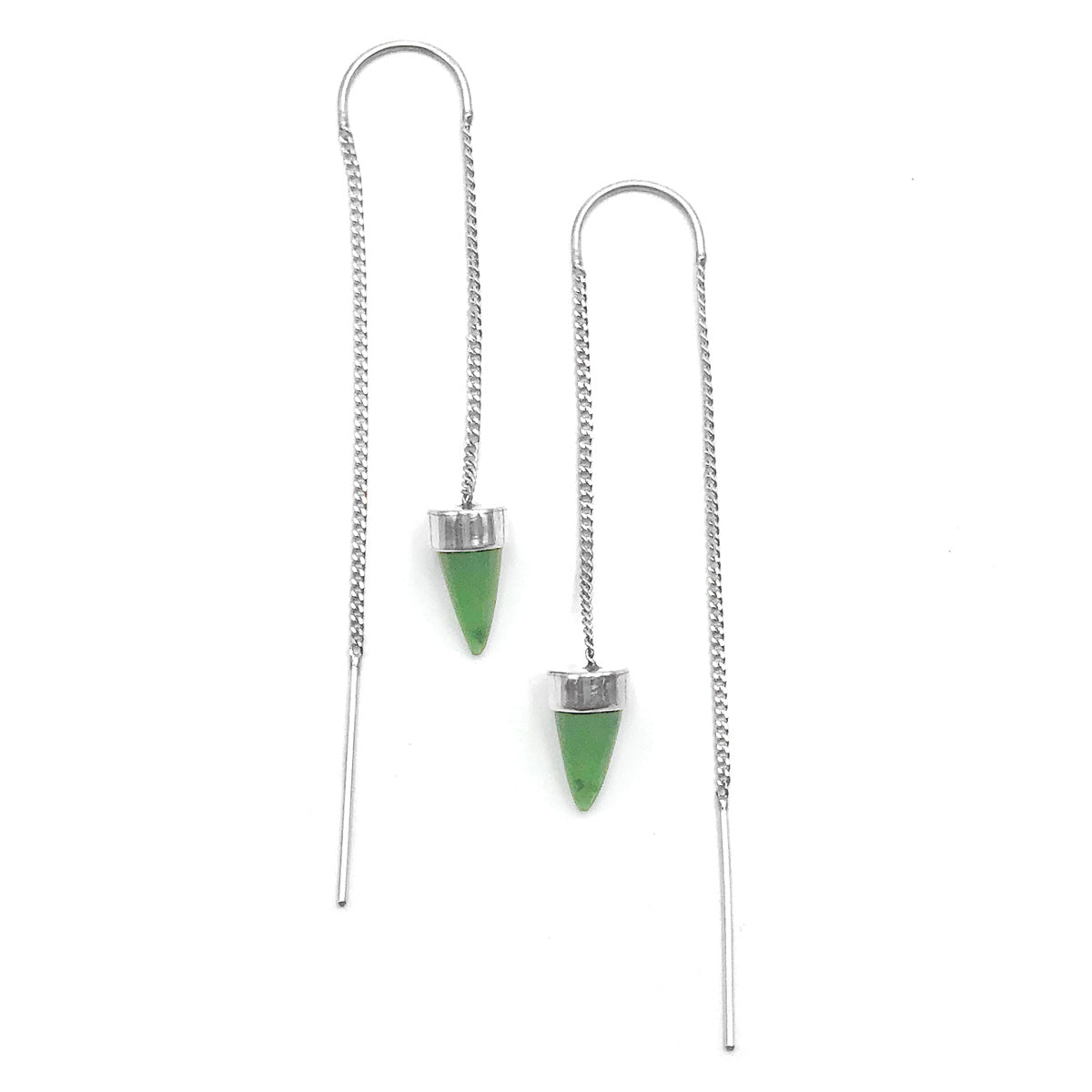 Pounamu Tiny Point Chain Earrings