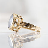 6.34 carat Grey Stormcloud Sapphire Colosseum ring in 9 carat Yellow Gold