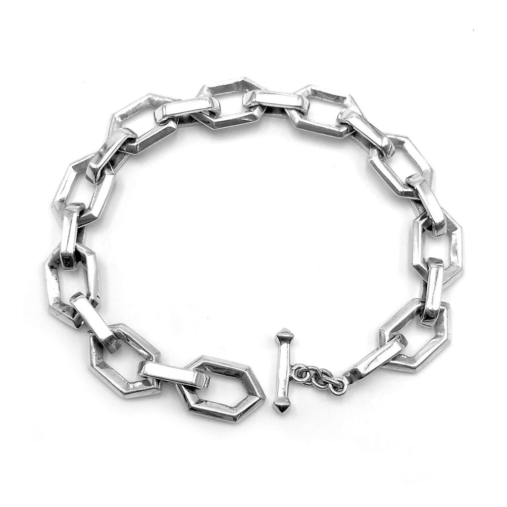 Medium Sterling Silver Hex Bracelet
