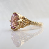 5.5 carat Pink Kunzite Oval Fey Queen Ring in 9 carat Yellow Gold