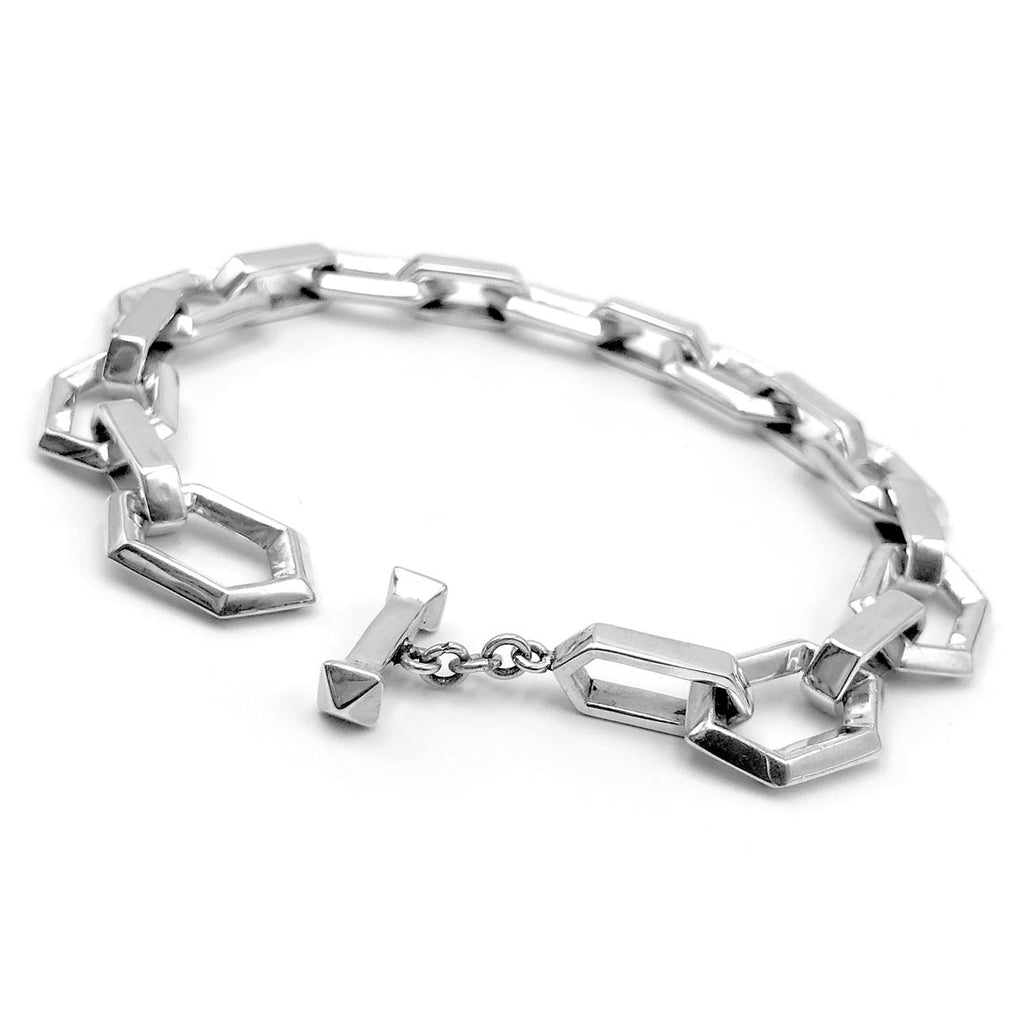 Large Sterling Silver Hex Bracelet