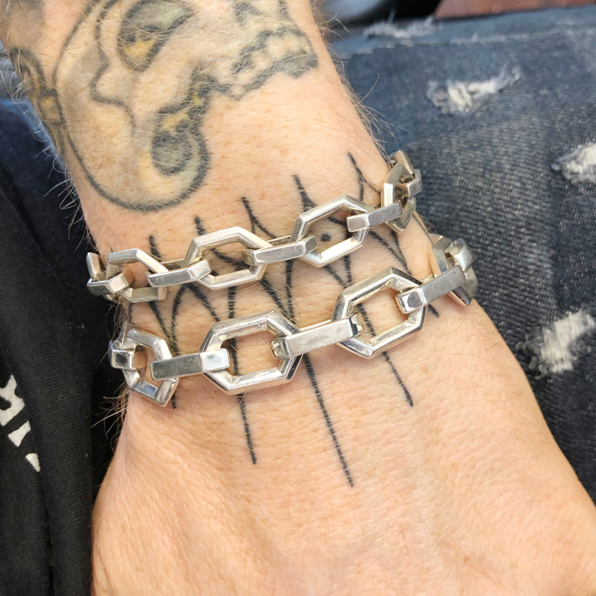 Medium Sterling Silver Hex Bracelet