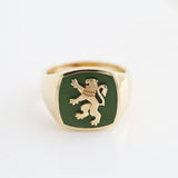 Pounamu Lion Crest Signet Ring