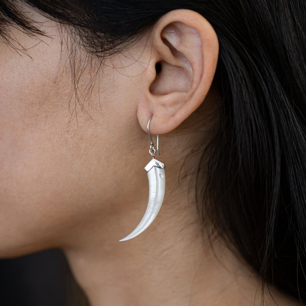 Mother of Pearl Shell Huia Beak Earrings