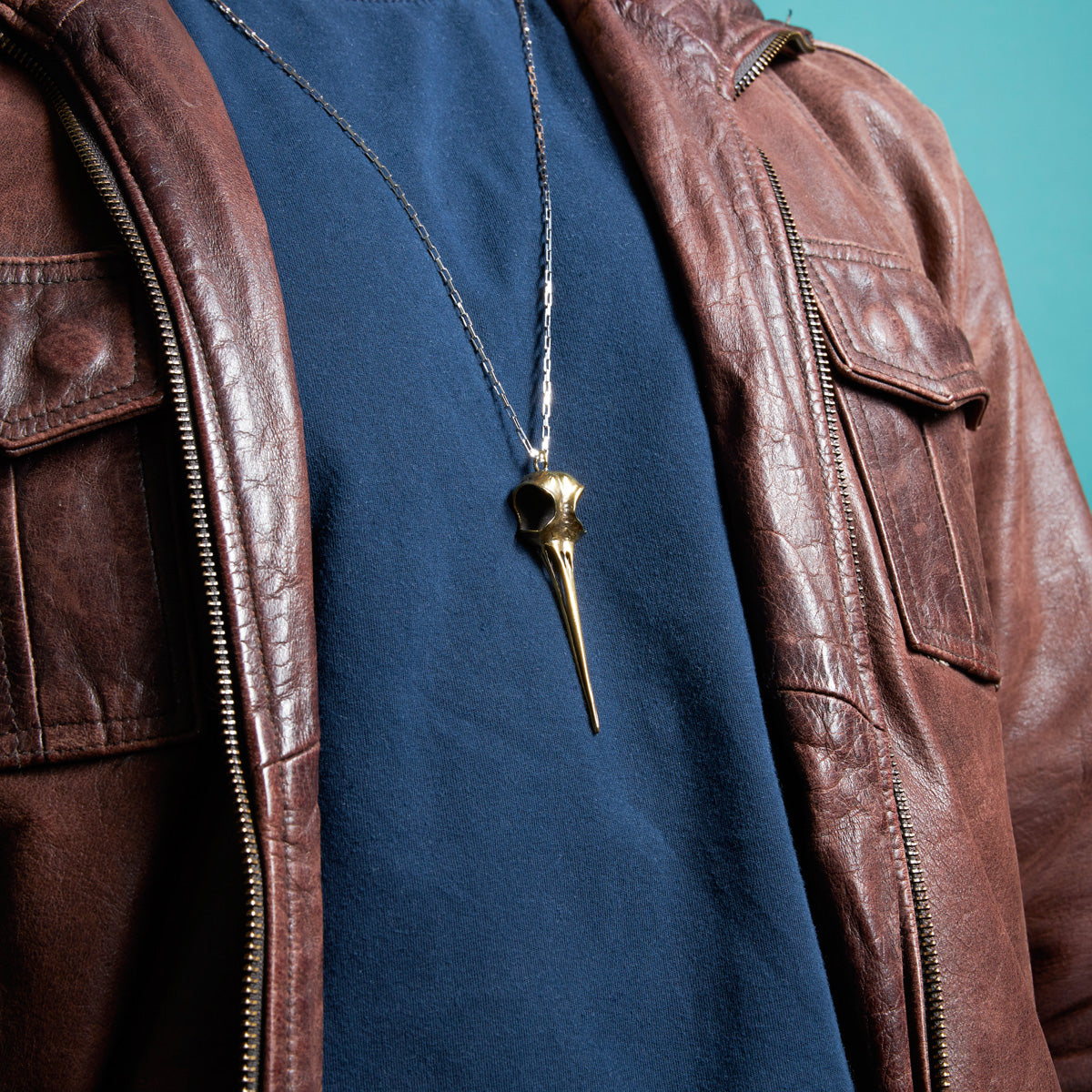 Brass Hummingbird Skull Pendant