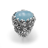 Natural Aquamarine Rose Cherub Ring #1