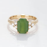 Lady of the Lake ring with Pounamu & Diamonds in Yellow Gold or Platinum