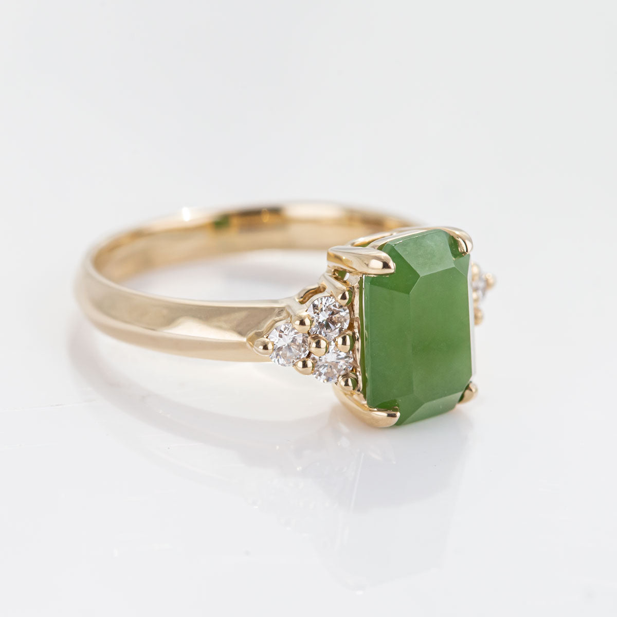 Lady of the Lake ring with Pounamu & Diamonds in Yellow Gold or Platinum