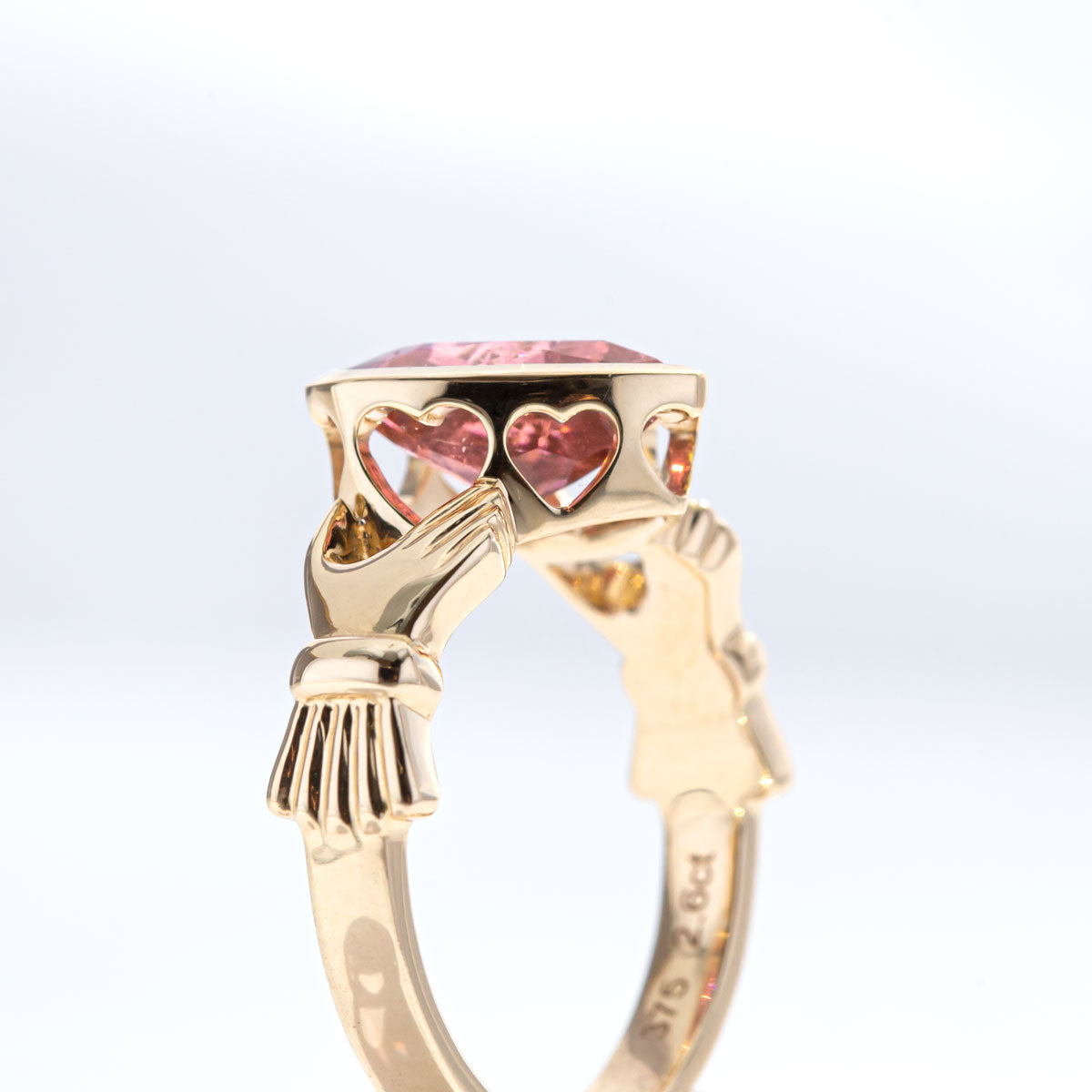 2.6 carat Pink Tourmaline Sweetheart ring in 9 carat Gold