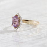 2.17 carat Purple Hexagon Sapphire and Diamond Angelique Ring in 9 carat Yellow and White Gold