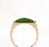 Large Faceted Pounamu Elemental ring in 9 carat Yellow Gold