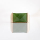 Large Faceted Pounamu Elemental ring in 9 carat Yellow Gold