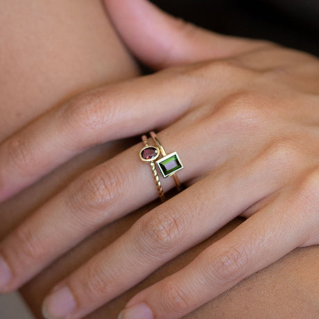 Plum Tourmaline Tiny Treasure Ring in 9 carat Yellow Gold