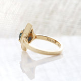 1.0 carat Deep Vibrant Blue Sapphire Helios Ring with Diamonds in 14 carat Yellow Gold