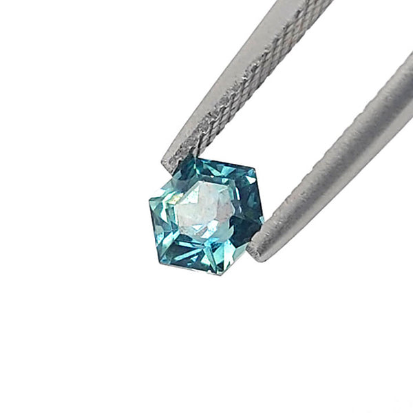 Super Sparkly Deep Ocean Teal Sapphire Hexagonal cut 1.09 carat