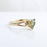 Soft Lemon/Lime Parti 1.51 carat Teardrop Sapphire ring in 9 carat Yellow Gold