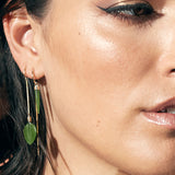 14 carat Gold Pounamu Leaf Chain Earrings