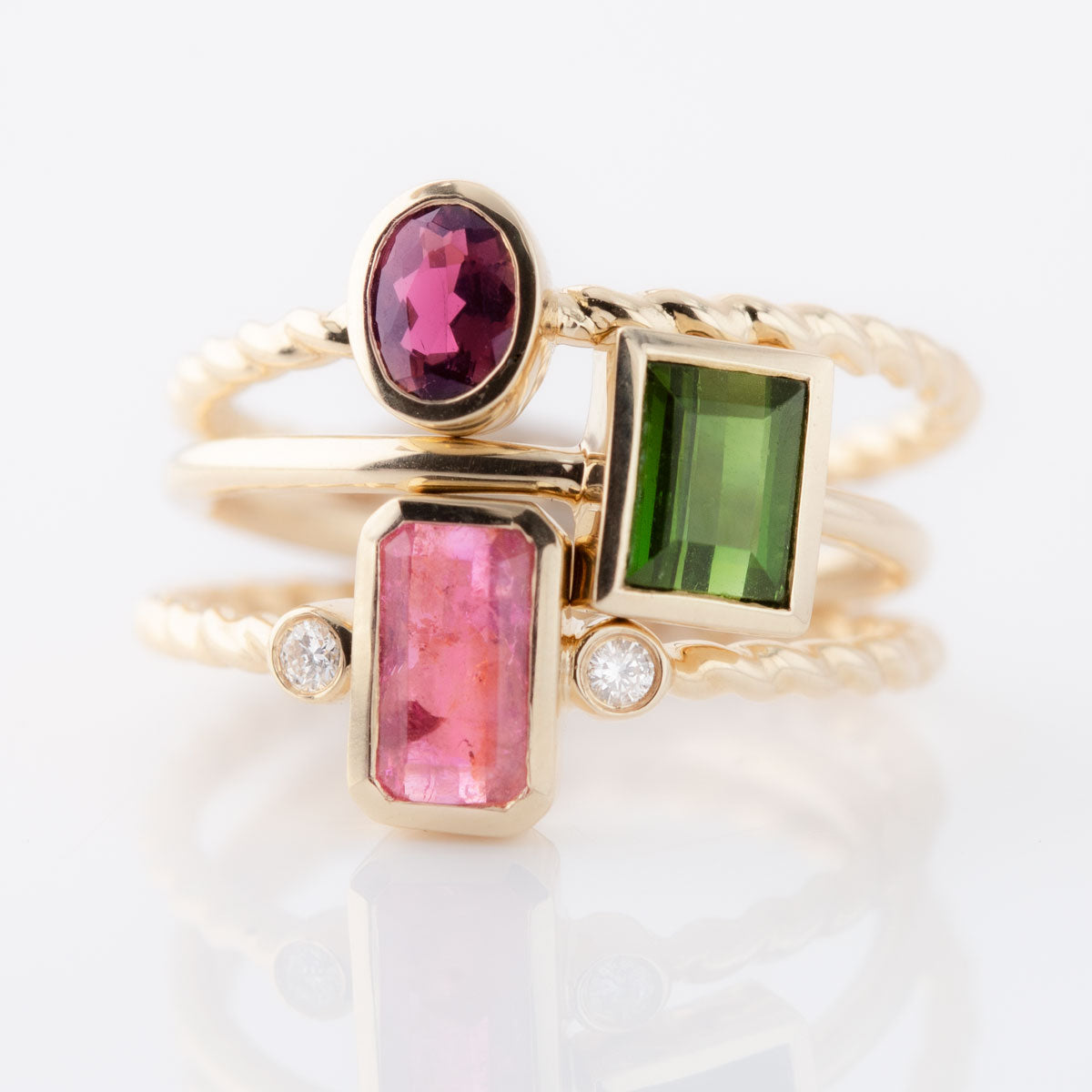 Plum Tourmaline Tiny Treasure Ring in 9 carat Yellow Gold