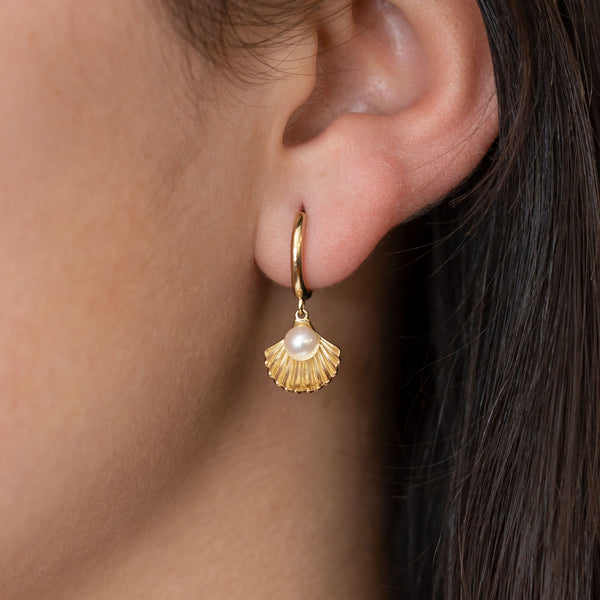 Venus Pearl Earrings in 9 carat Yellow Gold
